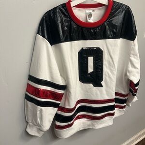 QUEEN OF SPARKLES Black and Red Striped Sweatshirt